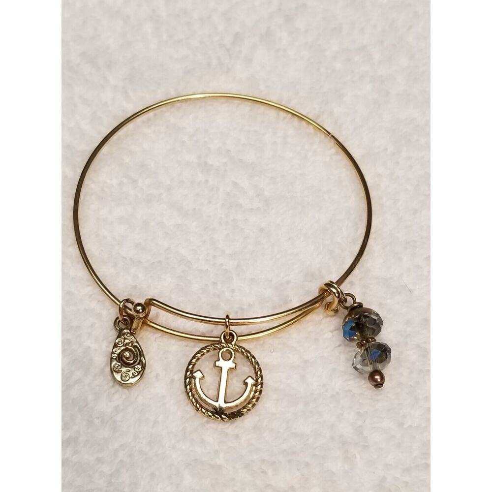 Goldtone bracelet anchor blue stones 81824